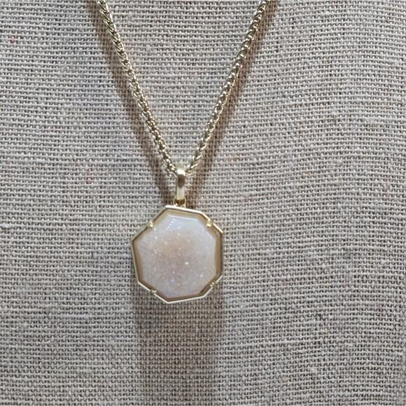 Kendra Scott Cynthia Iridescent Drusy Gold Plated Pendant Adjustable Necklace - Picture 6 of 7